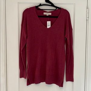 The Loft Maroon long sleeve v neck - never worn!